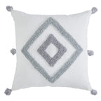 Indigo Ink - Decorative Pillow, Tufted Diamond Pillow With Tassels, Throw Pillows For Couch Or Bed, Boho Home Decor, 20' X 20'
