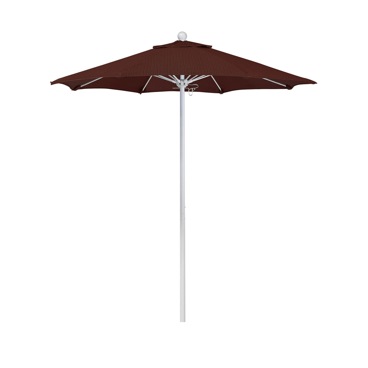 California Umbrella 7.5' Round Aluminum/Fiberglass Umbrella, Push Open, White Pole, Olefin Champagne Fabric