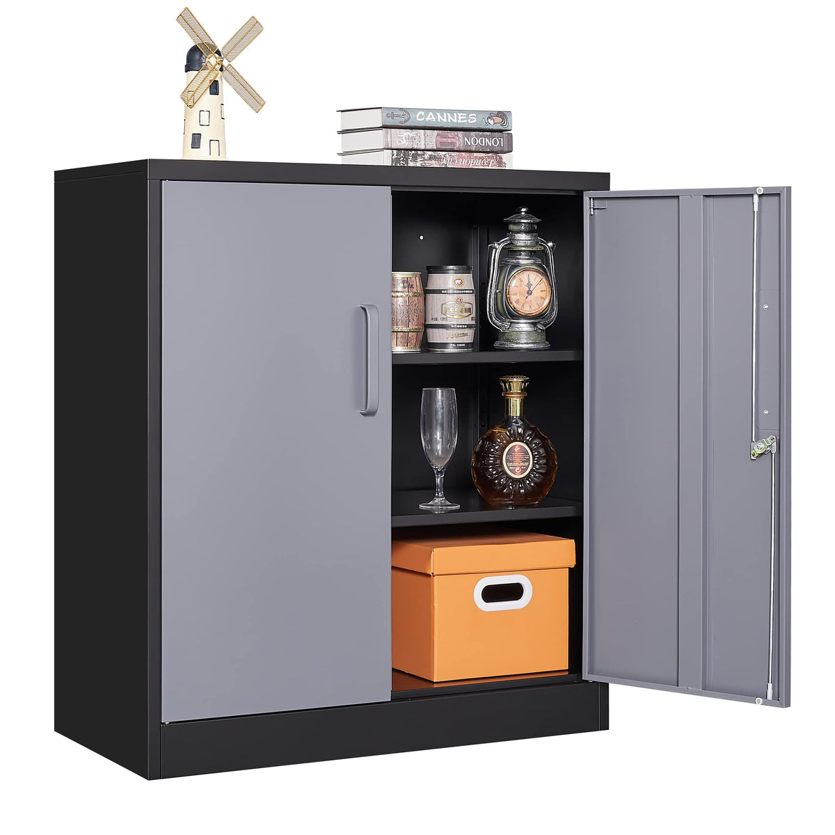 Letaya Metal Storage Cabinets With Lock Door And Shelves, Steel Garage Tool Cabinets For Home,Office, Warehouse,Lockers (36-Blac
