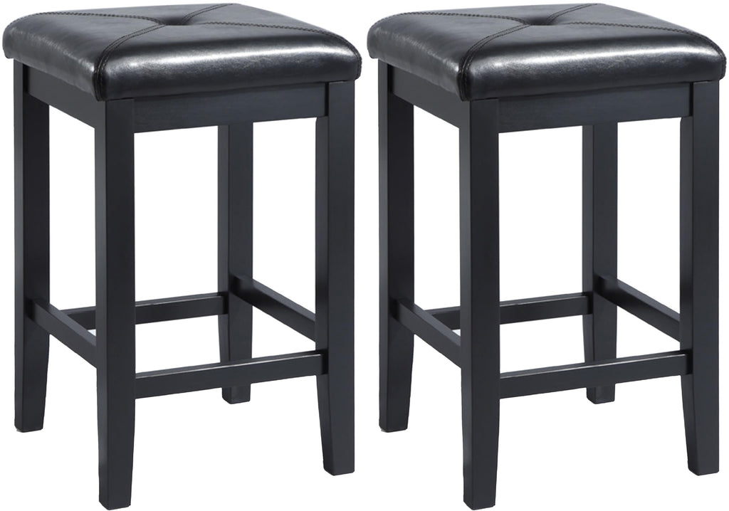 Crosley Furniture Upholstered Square Seat Counter Height Bar Stools Set of 2, Black, 24-inch