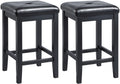 Crosley Furniture Upholstered Square Seat Counter Height Bar Stools Set of 2, Black, 24-inch