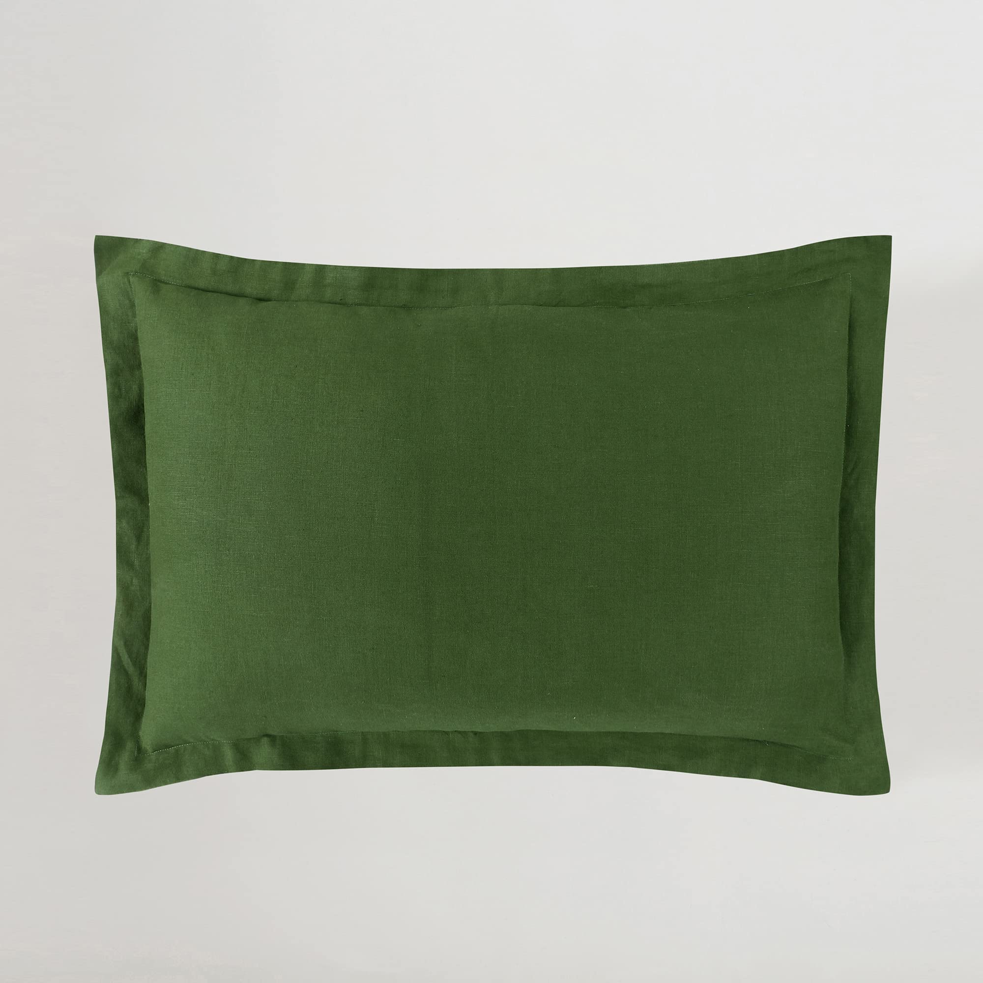 Sijo Premium Stone Washed 100% French Linen Shams, 2-Pack, Small Batch Sourced From Normandy, Breathable And Durable (Forest, Ki