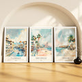 SoulAbiti Florence & San Diego & Hawaii set of 3 Framed Wall Print 12x18 inch White Frame PlexiGlass Polaroid Travel Art ready