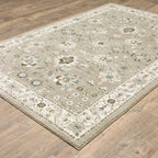 HomeRoots 510113 6 x 9 ft. Beige Ivory Blue Green & Purple Oriental Power Loom Stain Resistant Rectangle Area Rug