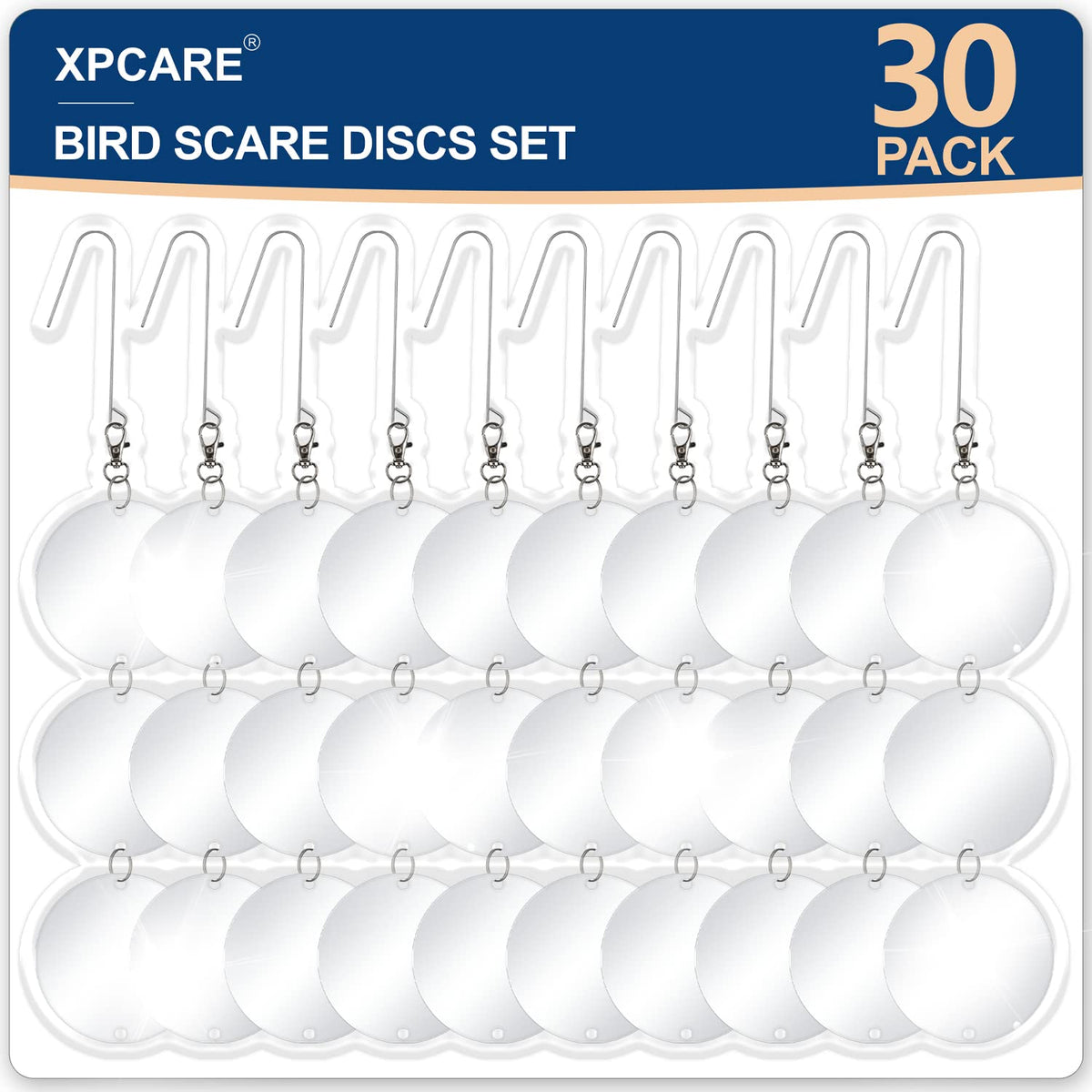 Xpcare 30 Pcs Bird Scare Discs -Highly Reflective Double-Sided Reflectors, Upgraded Discs Set Reflective To Keep All Birds Away