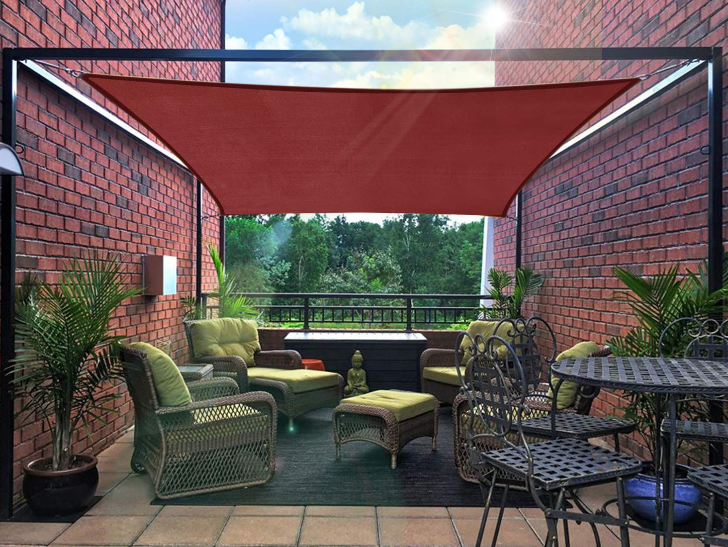 Patio Sun Shade Sail Canopy, 16' X 16' Rectangle Shade Cloth Block Sunshade Fabric - Outdoor Cover Awning Shelter For Pergola Ba