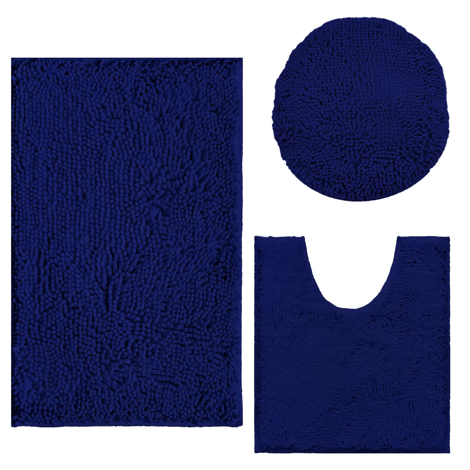 Bathroom Rugs Sets of 3 Piece Ultra Soft Chenille Bath Mat, Non-Slip and Super Absorbent Bathroom Rug, Strong PVC Underside, Mac