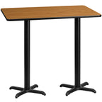 Flash Furniture Stiles 30'' X 60'' Rectangular Natural Laminate Table Top With 22'' X 22'' Bar Height Table Bases