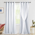 Hiasan Greyish White Blackout Curtains with Sheer, Thermal Insulated Privacy Double Layer Grommet Window Curtains for Bedroom, L