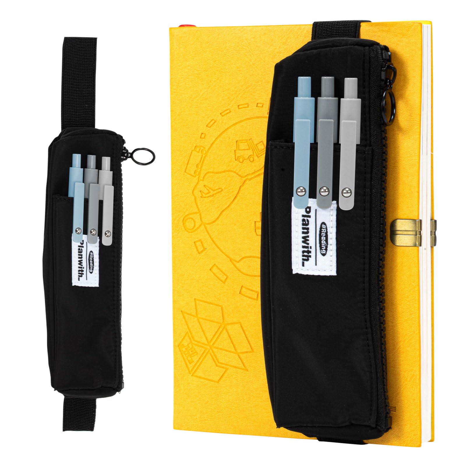 Aogewon Pen Holder For Notebook, Pen Pouch For Notebook, Small Pen Holder With Adjustable Elastic Band, Slim Pencil Bag Journal