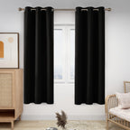 Deconovo Blackout Curtains For Bedroom, Thermal Insulated Room Darkening Window Drapes, Energy Efficient Grommet Curtains,Black,
