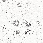 Scientific Sleep Starry Galaxy Solar System 100% Cotton 4 Pcs Queen Bed Sheet Set Kids Toddler Teen, Flat Sheet & Fitted Sheet &