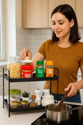 Homenu Kitchen Stand 2 Tier Rack Storage Kitchen Counter Top Organizer Rack Shelf Bathroom Organiser Stand Oil,Sugar,Tea,Coffee 
