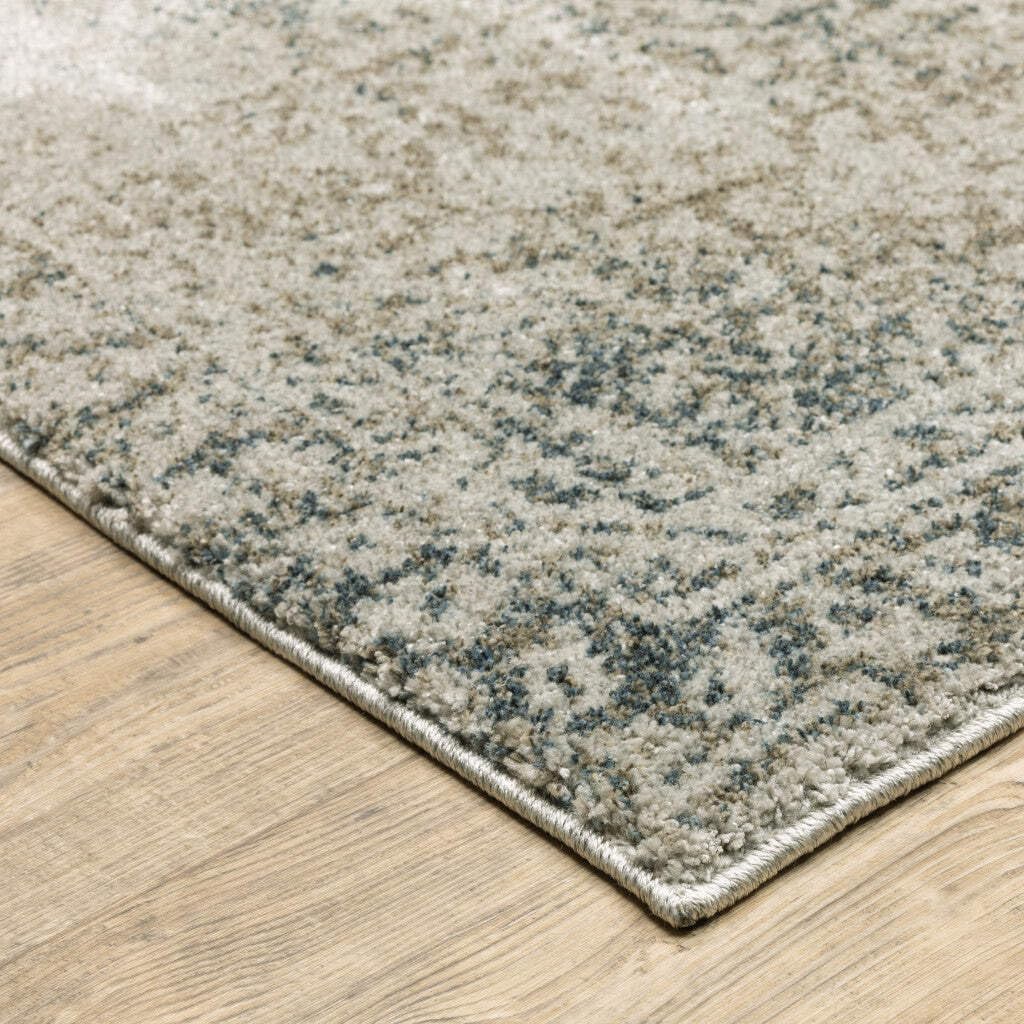 HomeRoots 508170 6 x 9 ft. Gray Beige & Teal Oriental Power Loom Stain Resistant Rectangle Area Rug
