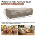 Mrrihand Heavy Duty Patio Furniture Covers, Outdoor Furniture Covers Waterproof Sectional Sofa Set , Patio Table And Chair Set Cover 124'L×71'W×29'H,Brown