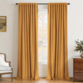 INOVADAY 100% Blackout Curtains 102 Inches Length 2 Panels Set, Back Tab/Rod Pocket Linen Black Out Curtains for Bedroom, Therma