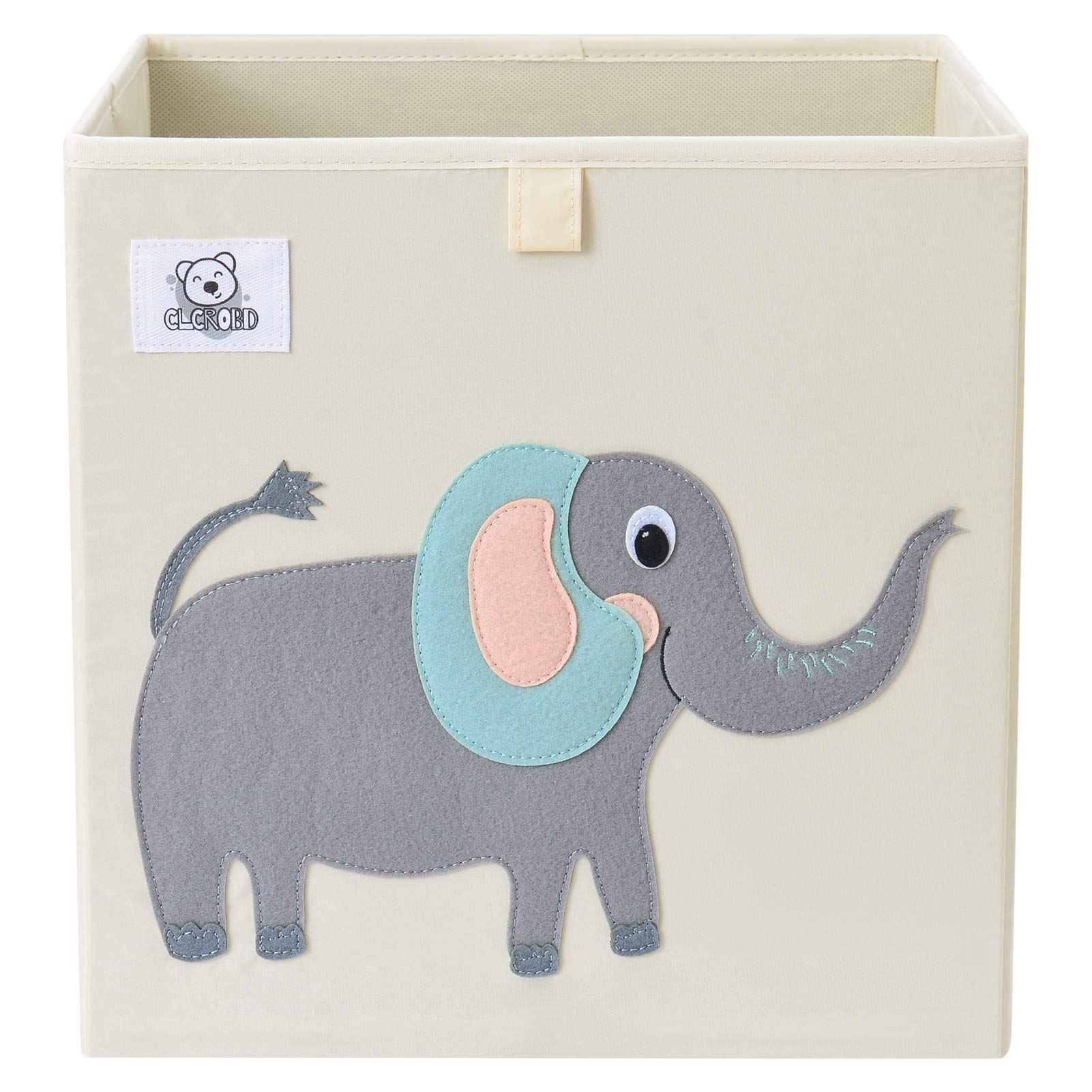 CLCROBD Foldable Animal Cube Storage Bins Fabric Toy Box/Chest/Organizer for Toddler/Kids Nursery, Playroom, 13 inch (Cute Eleph