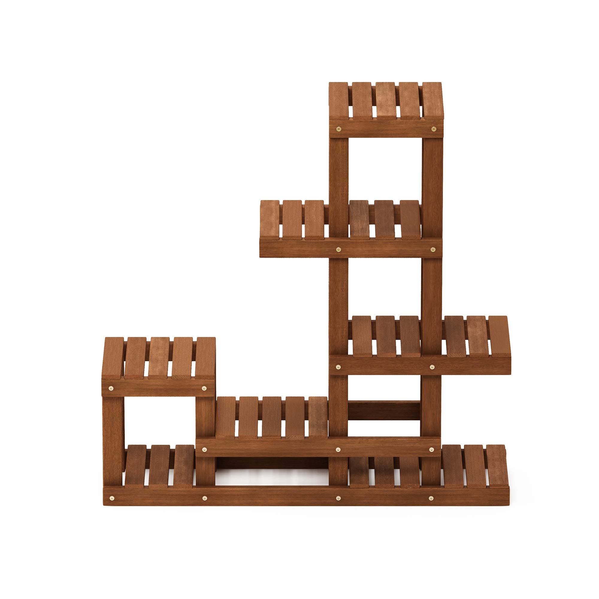 Furinno Fg18451 Tioman Hardwood Patio Furniture Outdoor Flower Stand In Teak Oil, Natural