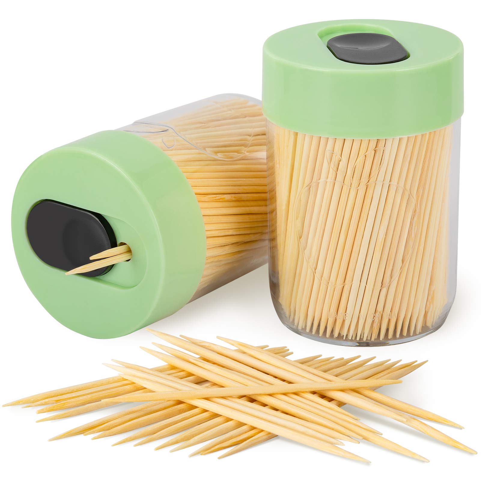 Urbanstrive Sturdy Safe Toothpick Holder with 800 Natural Wood Toothpicks for Teeth Cleaning, Unique Home Design Decoration, Unu