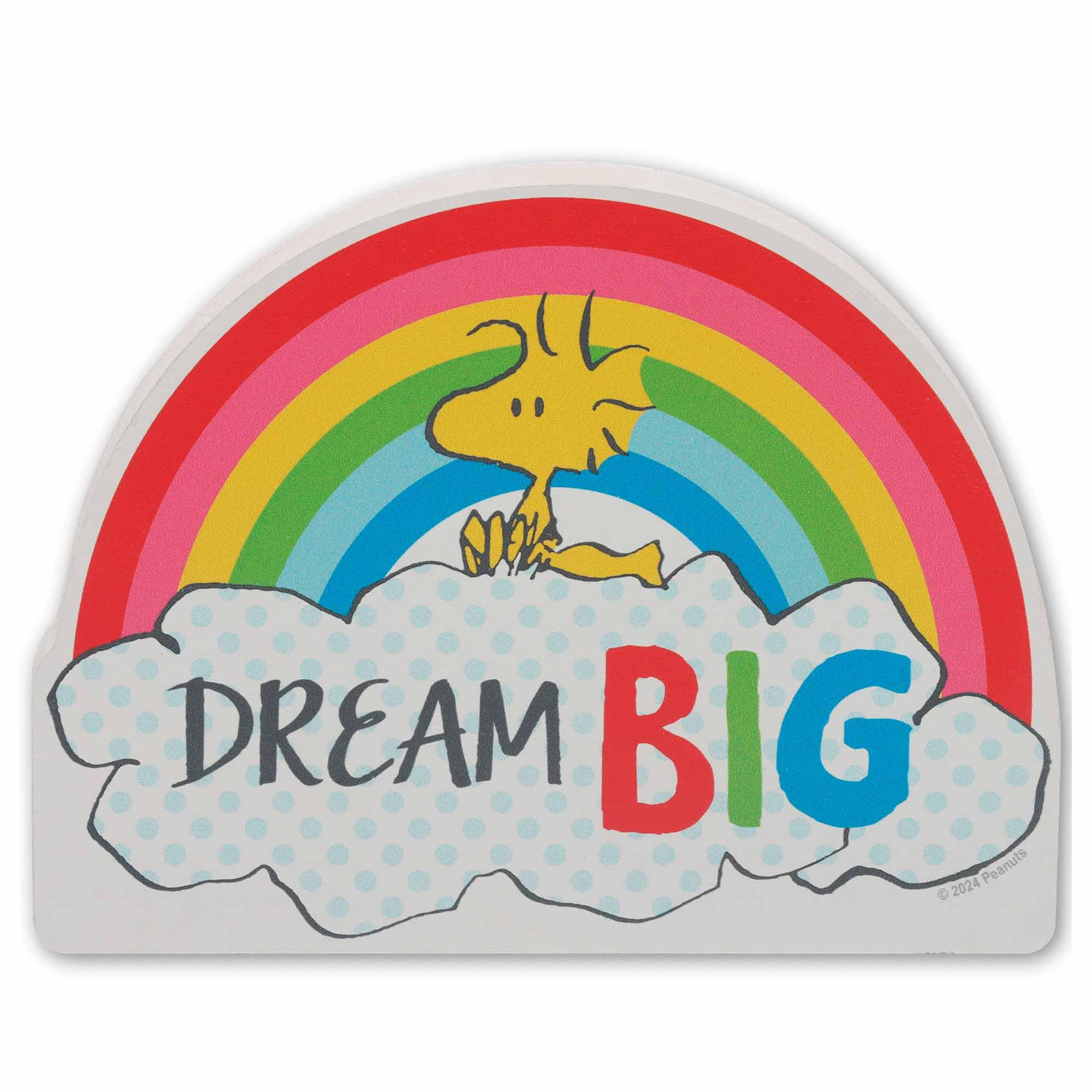 Open Road Brands Peanuts Woodstock Dream Big Rainbow Shelf Sitter Decor - Chunky Wood Block Peanuts Decoration for Home or Schoo
