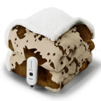 Blunique Heated Throw Electric Blanket - Heating Blanket Throw With 5 Heat Levels & 4 Hours Auto-Off, Cozy Soft Fleece Sherpa Bl