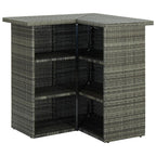 vidaXL Modern Poly Rattan Bar Table - 39.4"x19.7"x41.3", Corner Design, Durable Steel Frame, Ample Storage with 3 Shelves, Lightweight Construction - Perfect for Home, Garden, Bar, Restaurant
