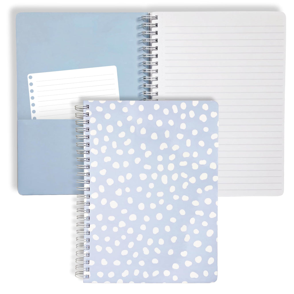 Steel Mill & Co Cute Mini Spiral Notebook, 8.25' X 6.25' Journal With Durable Hardcover And 160 Lined Pages, Light Blue Dots