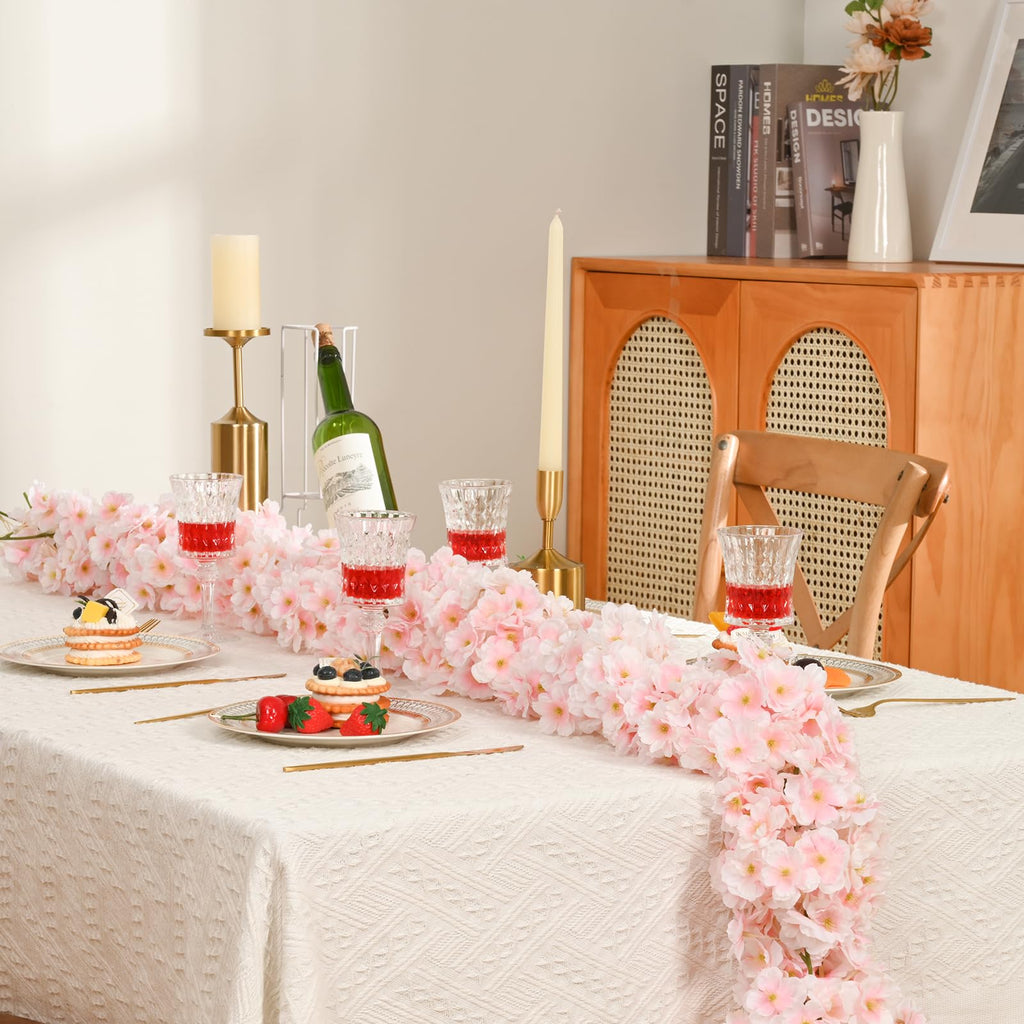 Sunm Boutique Cherry Blossom Garland 8-Pack 47.2 Ft Cherry Blossom Hanging Vine Silk Sakura Vines Garland For Wedding Party Deco