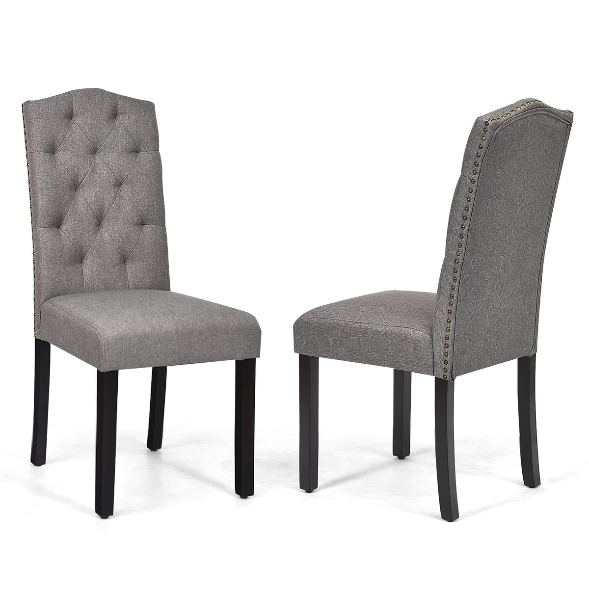 Ergomaster Dining Chairs Set Of 2 With Anti-Slip Foot Dining Room Chair, Upholstered Fabric Kitchen Chair With Solid Wood Legs For Home Hotel Restaurant Meeting -Grey