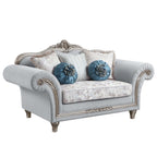 ACME Furniture Upholstered Loveseat with Accent Pillows in Light Grey