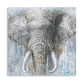 Yidepot Grey Blue Elephant Wall Decor - Wild Animals Canvas Elephants Print for Bedroom Framed Ready to hang 12x12inch