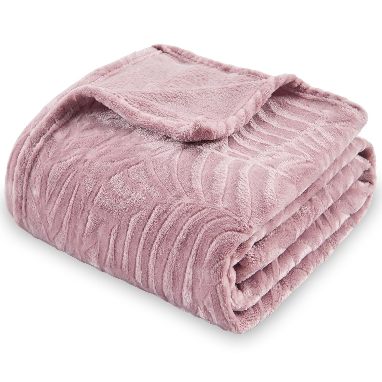 Sochow Super Soft Flannel Fleece Bed Blanket, Lightweight Cozy Warm Leaves Textured Plush Blanket As Bedspread Coverlet Bed Cove