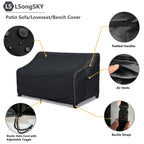 Lsongsky Patio 3-Seater Sofa Cover,Outdoor Couch Cover Fits Up To 79W X 38D X 35H Inches,100% Waterproof Heavy Duty Patio Furniture Covers,Black
