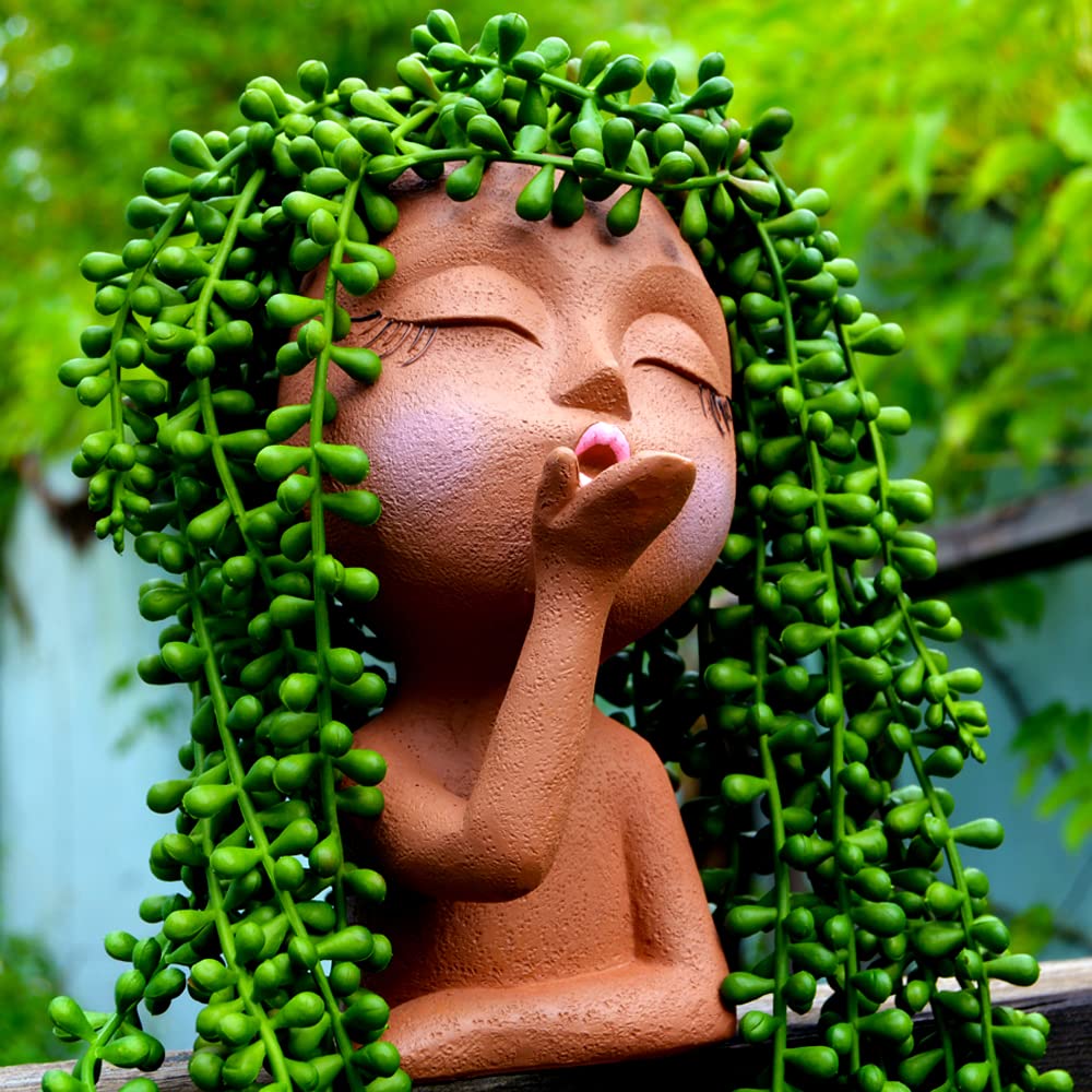 Face Planter, Head Planter, Women Faces Flower Pots, Plant Pots, Small Kissing Succulent Pots For Indoor Outdoor Plants, Cute Va