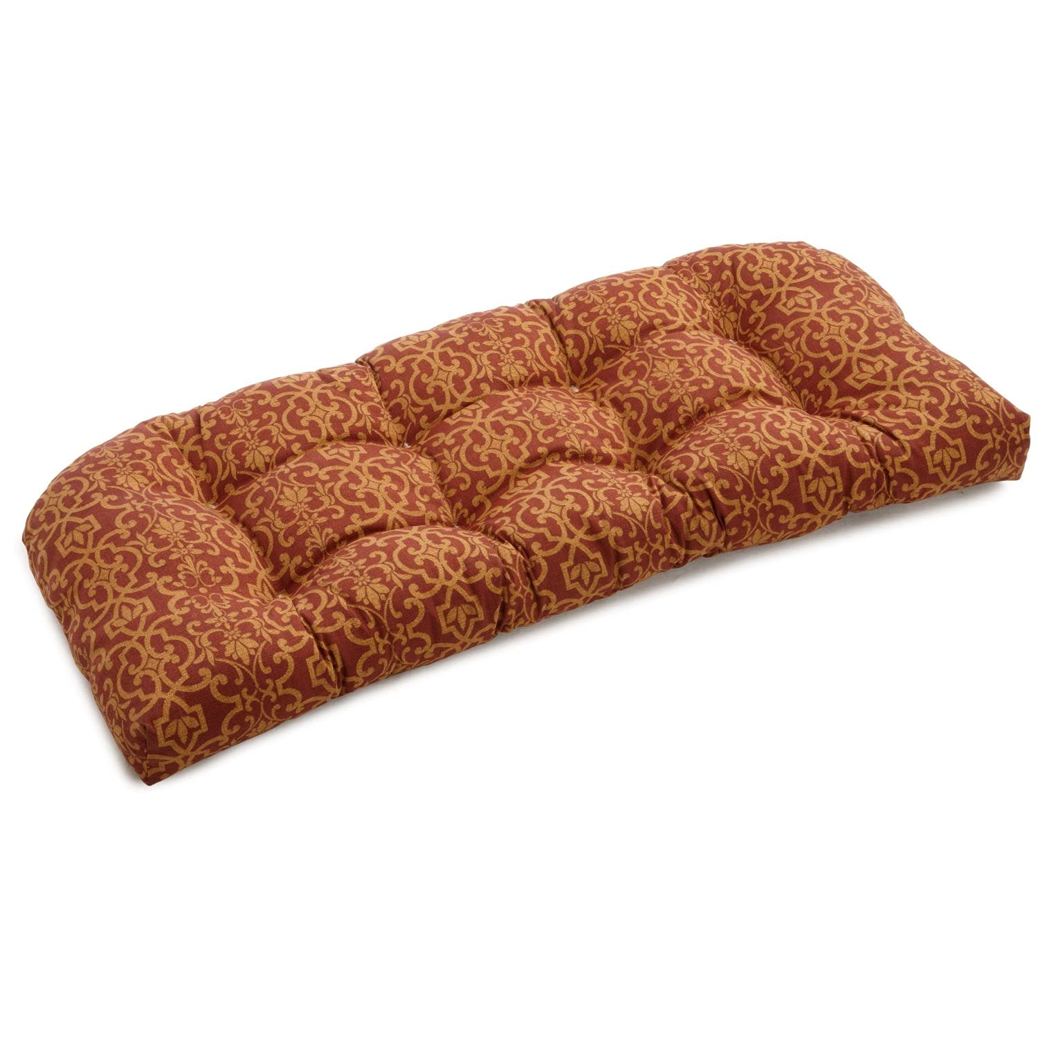 Blazing Needles Outdoor Rounded Back Loveseat Cushion, 42" X 19", Vanya Paprika