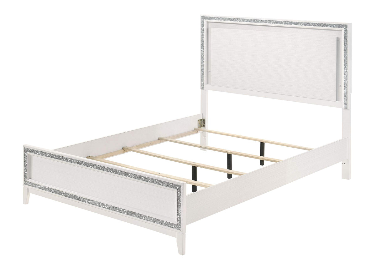 Acme Haiden Wooden Eastern King Bed with LED Lighting in White