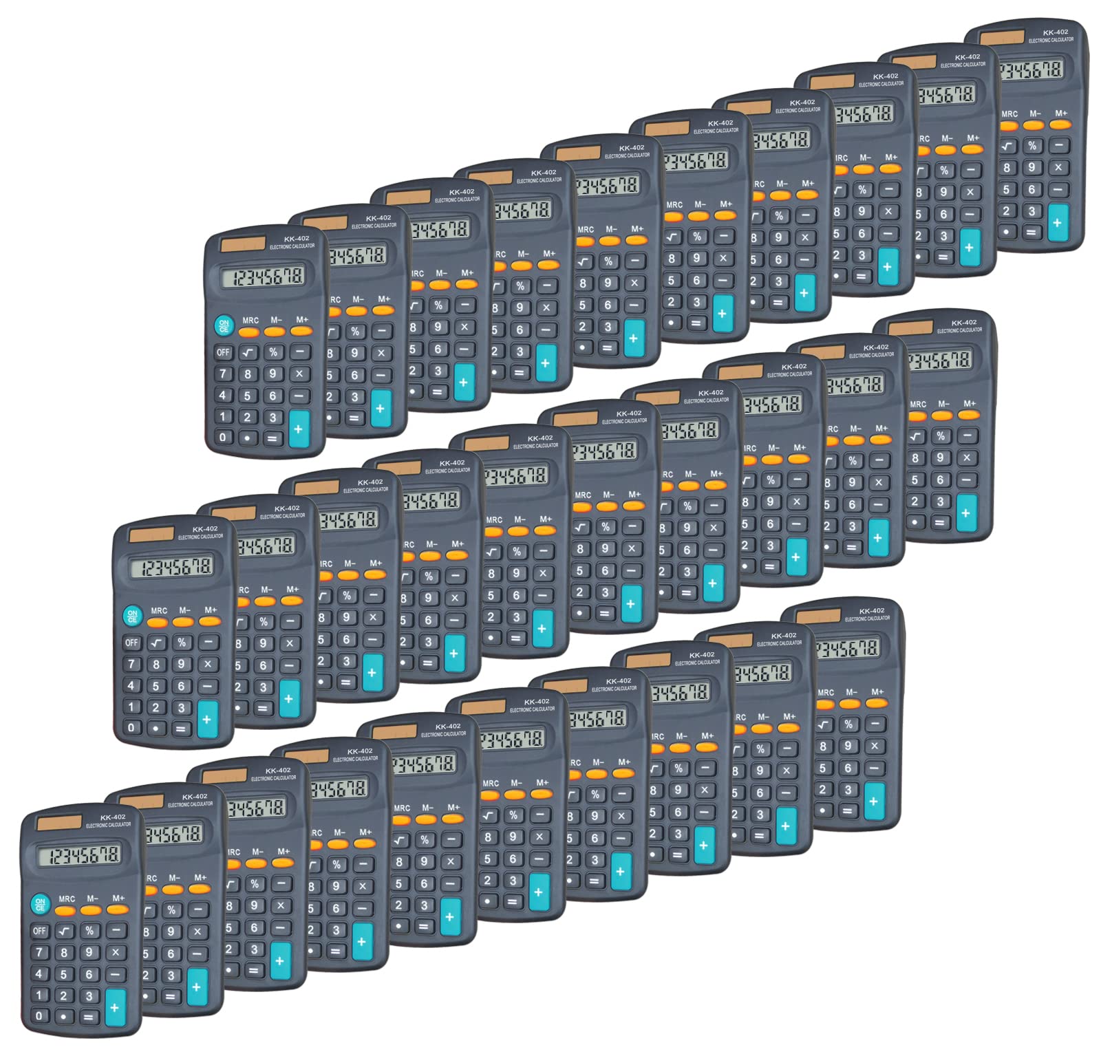 Basic Calculator Dual Power 8 Digit Desktop Calculator (Black,Set Of 30)
