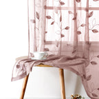 Homeideas Blush Pink Floral Sheer Curtains 84 Inches Long 2 Panels Embroidered Sheer Pattern Curtains Semi Sheer Window Curtains For Bedroom Living Room