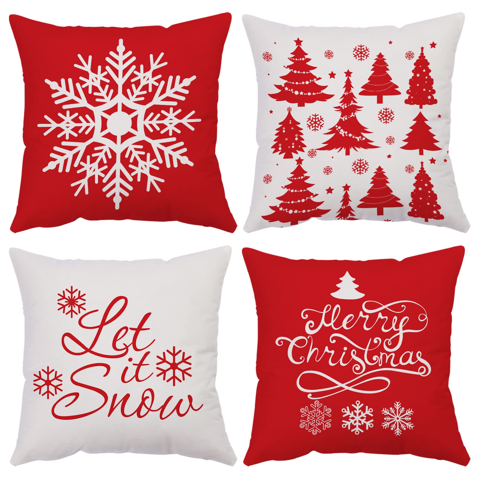 Christmas Decorative Throw Pillow Covers 18X18 Inch Set Of 4 Christmas Holiday Velvet Pillow Cases Xmas Santa Clause Deer Snowma