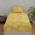 Huesland By Ahmedabad Cotton 144 Tc Single Bed Sheet Cotton With 1 Pillow Cover  Yellow