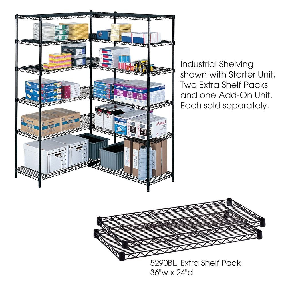 Safco Office Document Storage Industrial Extra Shelf Pack, 24 x 36 Black