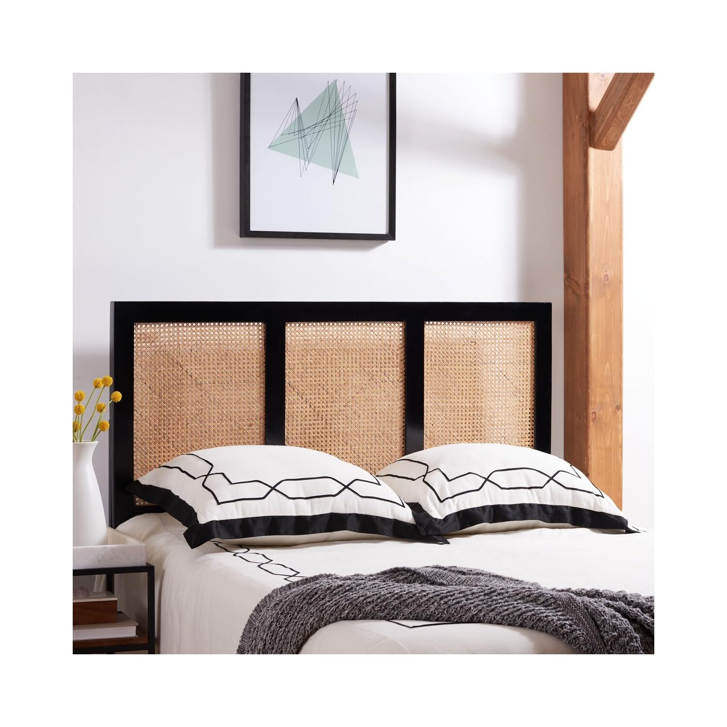 Safavieh Home Collection Vienna Black Cane Twin Headboard Platform, Single (Hbd8004B-T)