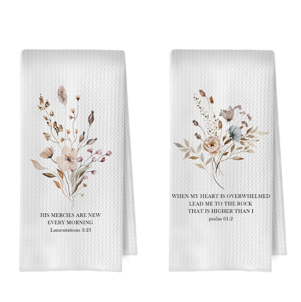 XIVENHAVM Christian Gifts Kitchen Towel Set  Floral Christian Gift Decorative Waffle Dish Towels, Religious Gifts Hand Towels, 