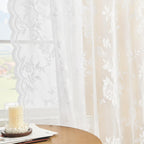 SEEKRIGHT White Lace Curtains 54 Inch Length 2 Panels Set Victorian Floral Sheer Curtains for Kitchen Cafe Rod Pocket Light Filt