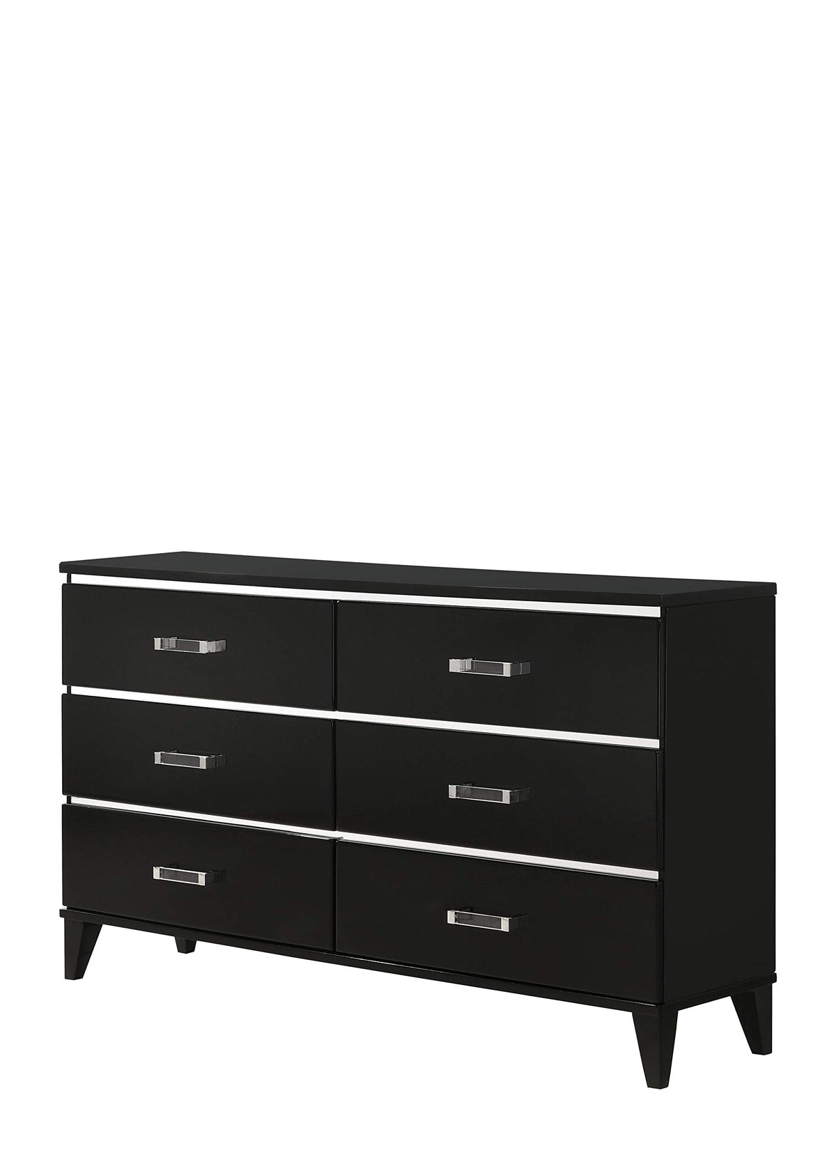 Acme Chelsie Rectangular Wooden Dresser with 6 Drawers and Tapered Legs in Black