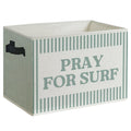 KYTWSFWS Pray for Surf Storage Basket with Handles, Mint Green Striped Kids Room Decor Collapsible Clothes Books Storage Organiz