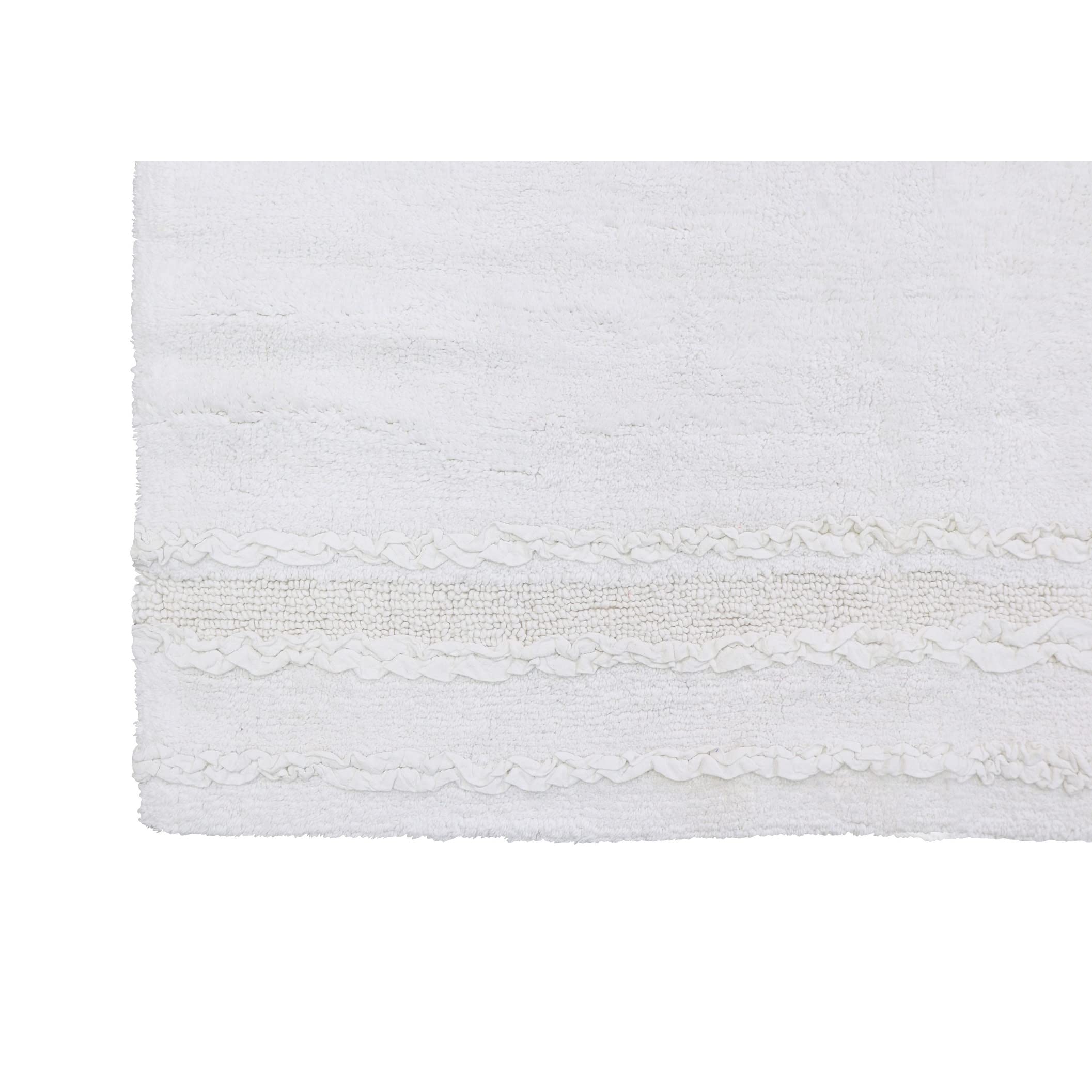 Better Trends Ruffle Border Collection Is Ultra Soft, Plush And Absorbent Tufted Bath Mat Rug 100% Cotton In Vibrant Colors, 24' X 40' Rectangle, White