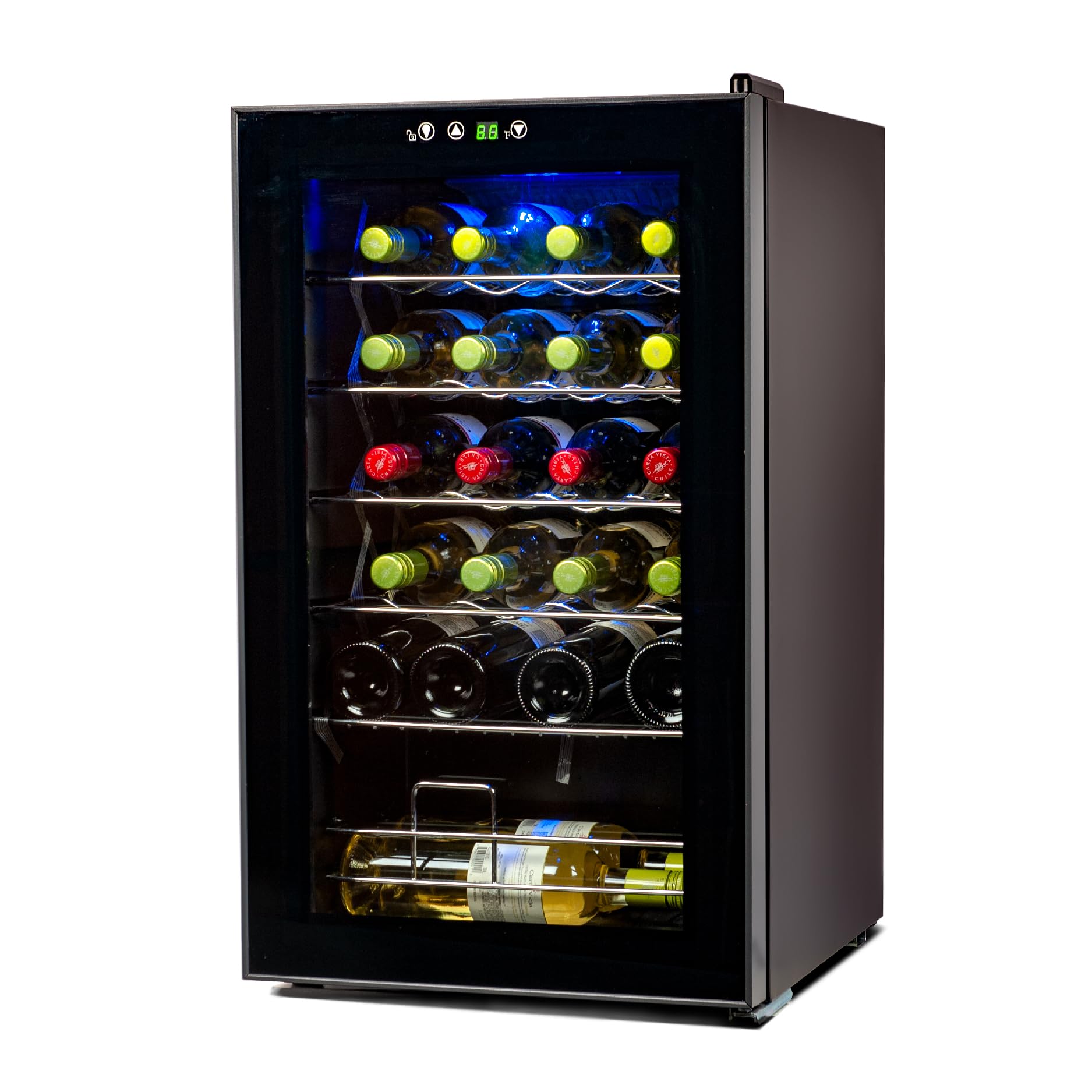 BLACK+DECKER 24 Bottle Wine Fridge with LED Display, Compressor Cooling Wine Cooler Refrigerator with Interior Light, Temperatur
