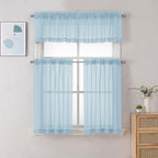 Chyhomenyc Sky Blue Sheer Curtains 36 Inch Length 2 Panels, Light Filtering Voile Rod Pocket Short Window Curtians For Bathroom