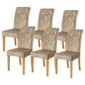 FORCHEER Chair Covers for Dining Chairs Set of 6,Velvet Beige Stretch Dining Room Chair Cover Kitchen Parsons Chair Slipcovers (